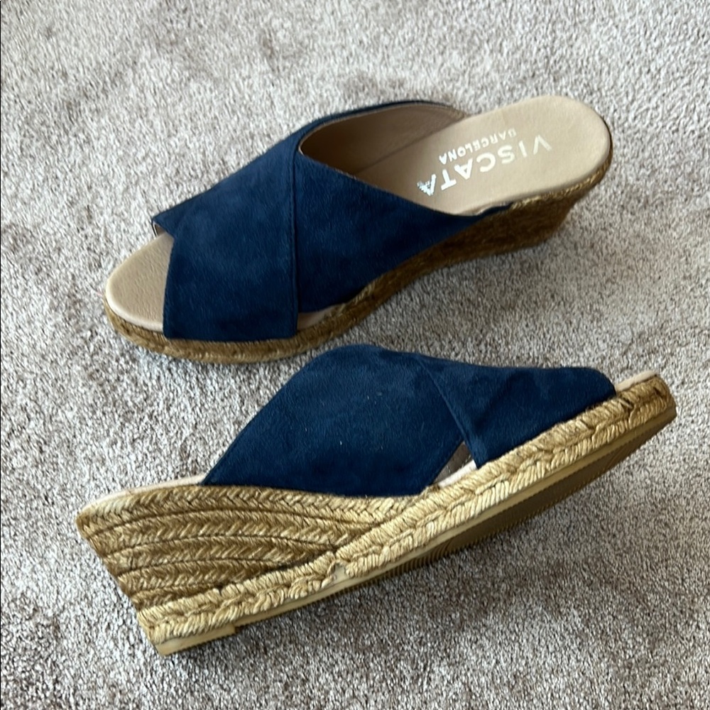 Blue Espadrille Slip-On with Crossover Straps 👌like new